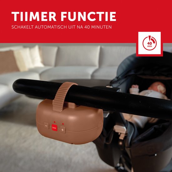 ZAZU Robby the Rocker – Automatische Kinderwagen Schommelaar met Huilsensor – 5 Wiegstanden – USB-C Oplaadbaar – IPX1 Spatwaterbestendig – Bruin — afbeelding 3