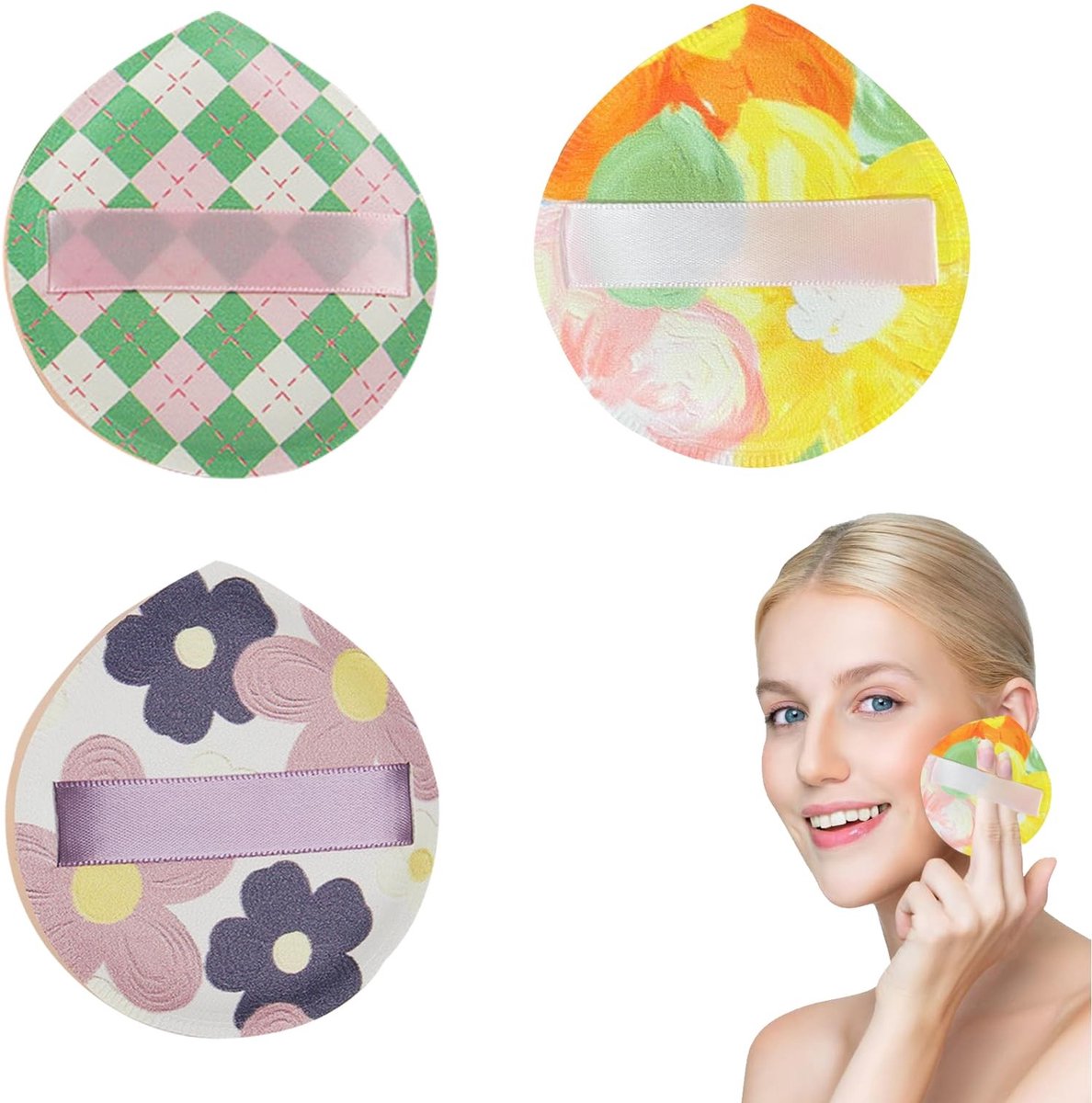 Dailygoods- Make-upsponzen set van 3 - Superzacht - Voor vloeibare foundation/poeder - Latexvrij - Ronde sponzen - Gemakkelijk schoon te maken - Beautyblender