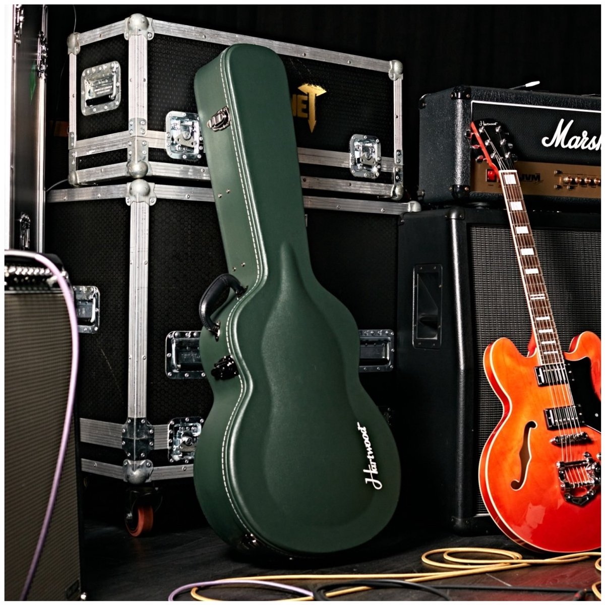 Hartwood Semi-Hollow Elektrische Gitaar Harde Koffer
