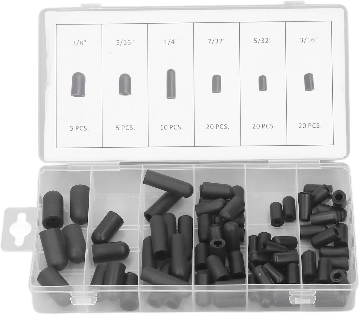 Dailygoods- Stofzuiger Hoed Assortiment - 80 Stuks Rubber - Hittebestendig - Vacuüm Doppen - Lekpreventie - Flexibel en Duurzaam - Vacuümpluggen