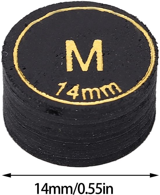 Byshayne- Biljartkeu Tips 14mm - 6 Stuks - PU Leer - Vervangtips - Duurzaam - Geschikt voor Biljart/Snooker - Compact en Lichtgewicht van Byshayne — afbeelding 5