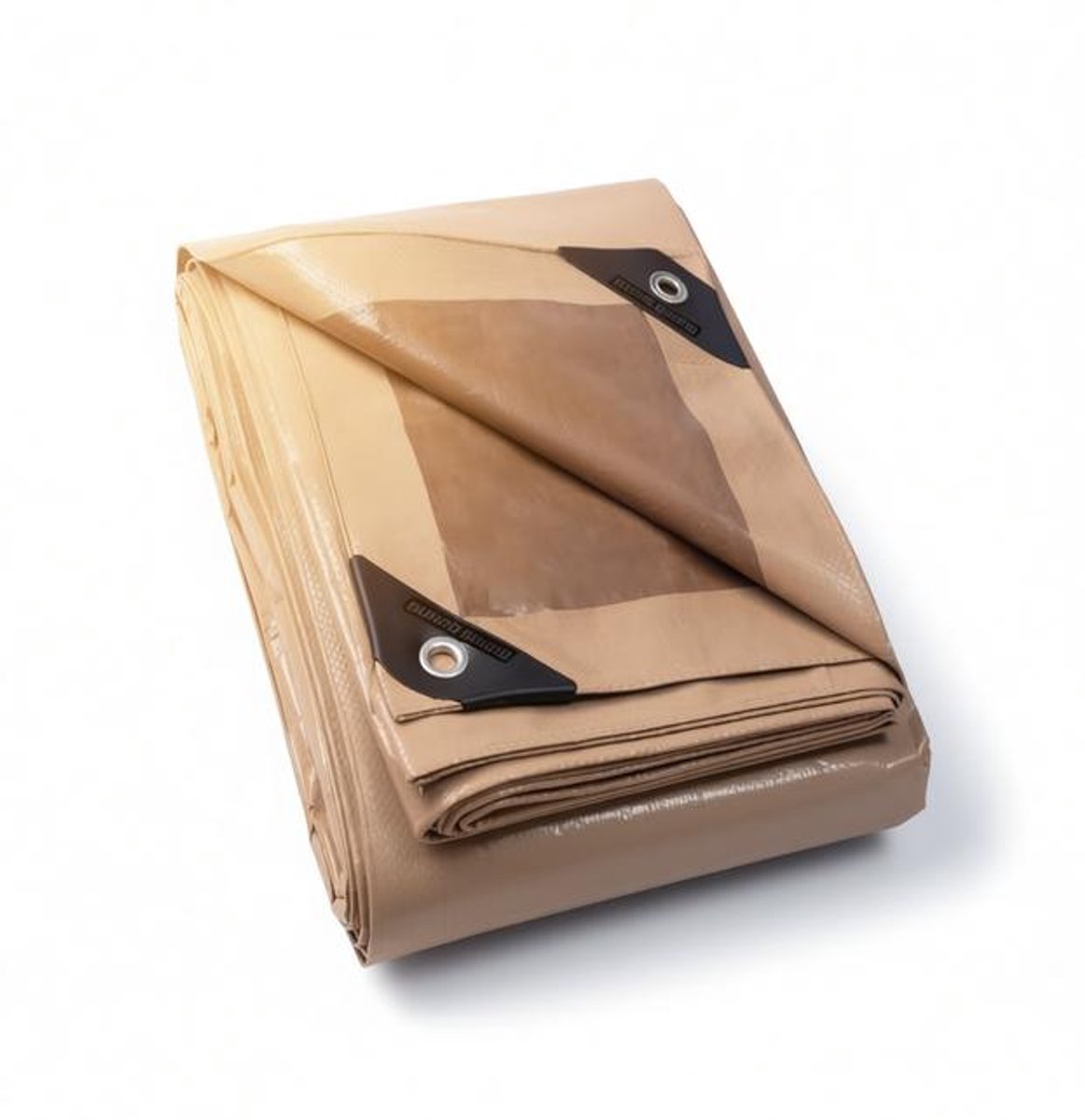 ElleMooi Afdekzeil met inslagringen, waterdicht, 2x2 m, beige/kaki, polyethyleen, 120 g/m², uv-gestabiliseerd