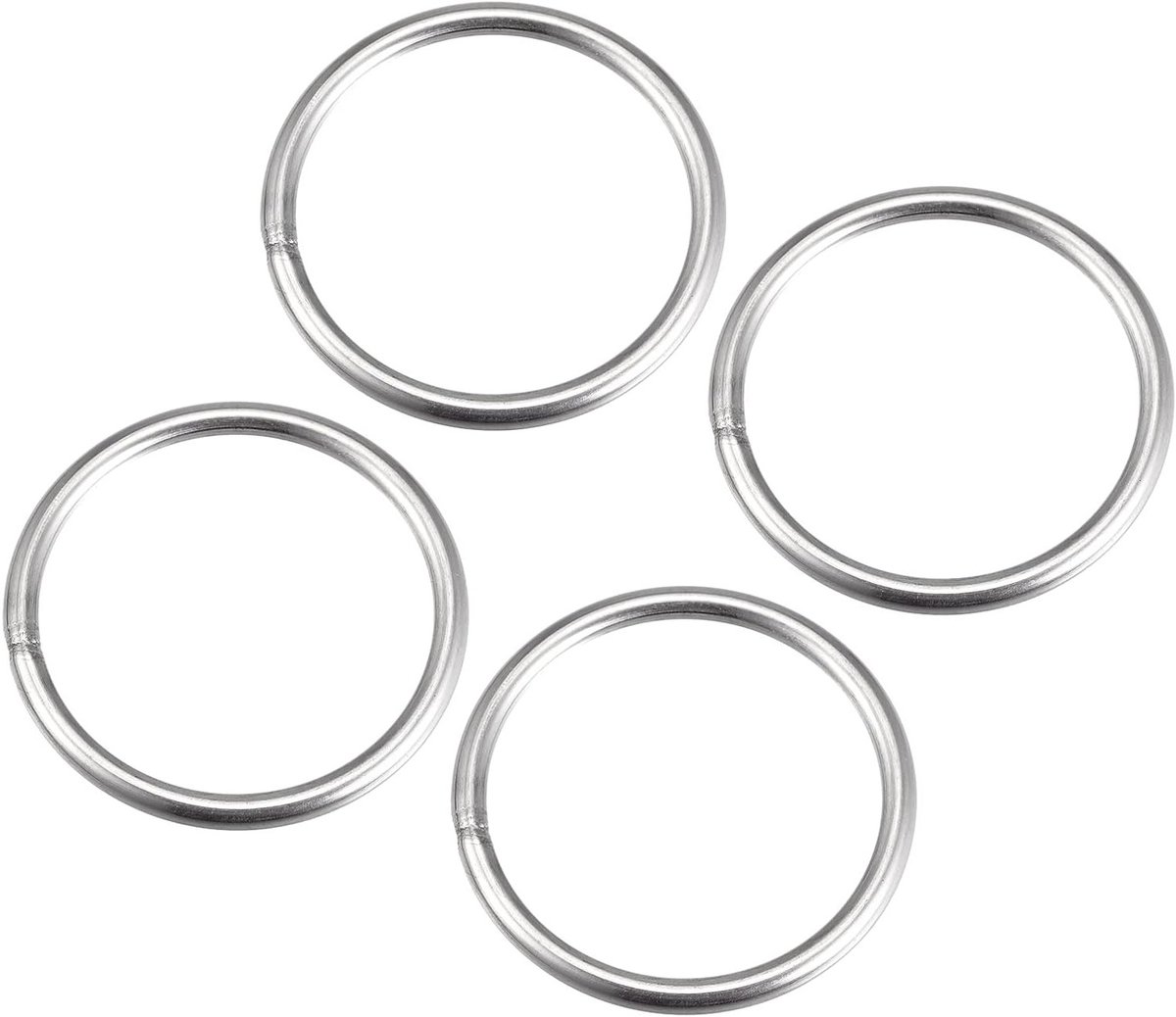 304 RVS O-Ringen (60mm OD, 5mm Dikte) - 4 Stuks, Gelast, Rond, Voor Aanhangwagen en Klusprojecten