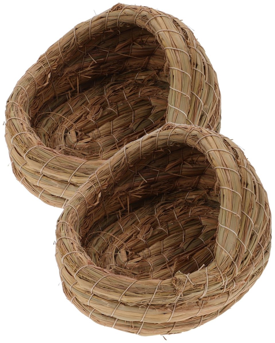 Dailygoods- Legnest Kip - Handgeweven van Natuurlijk Stro - Kippenhok - Ademend en Duurzaam - 2 Stuks - Afmetingen 14x13x10,5 cm - Kippennest
