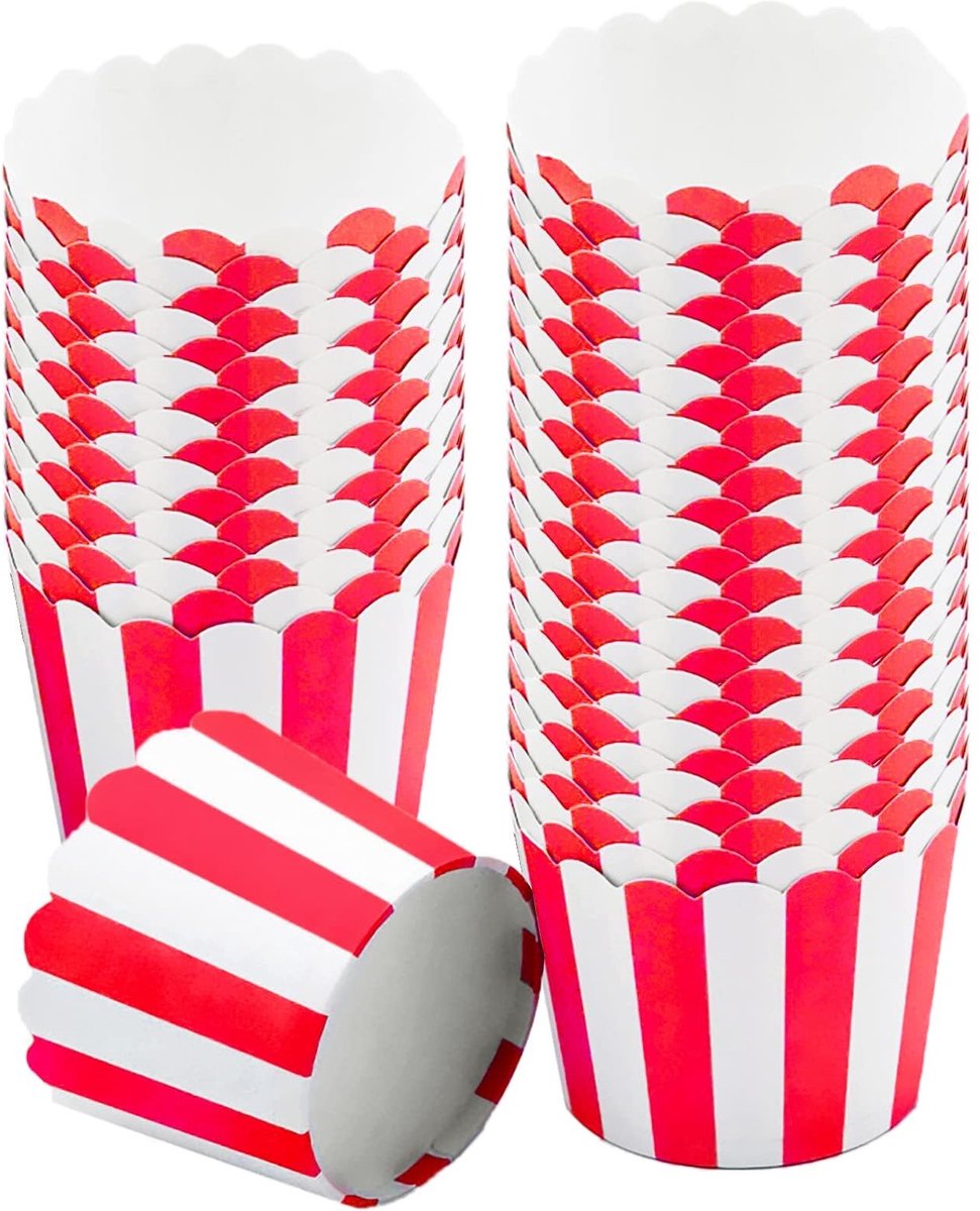 Dailygoods - Cosensi - Dailygoods - Dailygoody - Muffinvormpjes Papier - Cupcake Bakbekers - Oliebestendig en Duurzaam - Rood en Wit - Wegwerp Taartbekers - Geschikt voor Bakken van Cupc