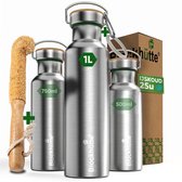Blockhütte Thermosfles 1 Liter - Grote RVS Waterfles voor Sport & Gym - Gegarandeerd Lekvrij - 25 Uur Koud & 13 Uur Warm - BPA-vrij & Duurzaam