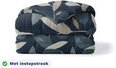 Zelesta Pure Design Dark Leaves 140x200 - Katoenen dekbed zonder overtrek - Met instopstrook - Wasbaar dekbed - Hoesloos dekbed - 2 in 1 Dekbed met vaste overtrek