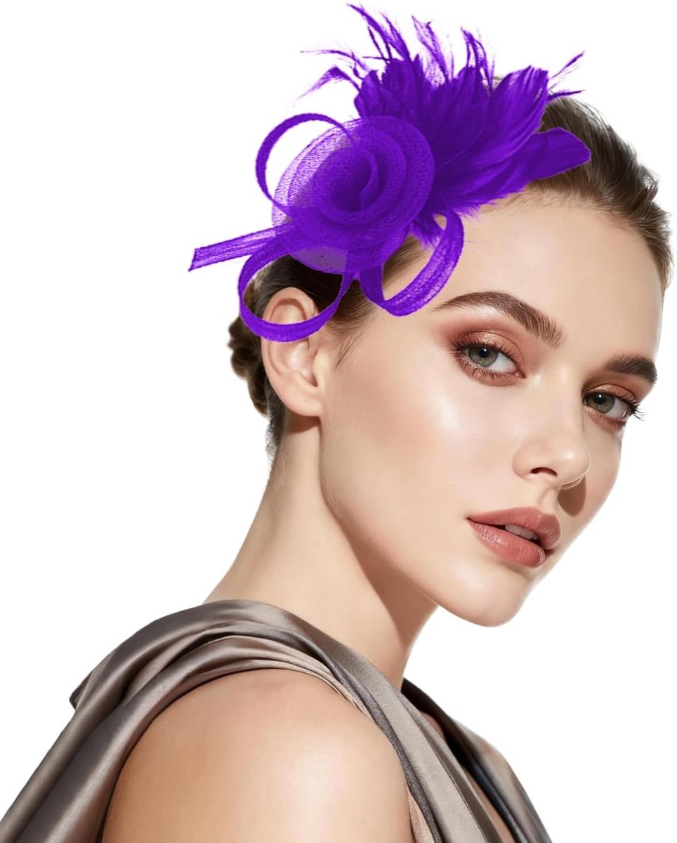 Fascinator Hoed Dames - Bloemen Veren Sluier - Feestelijk Accessoire - Met Clip en Hoofdband