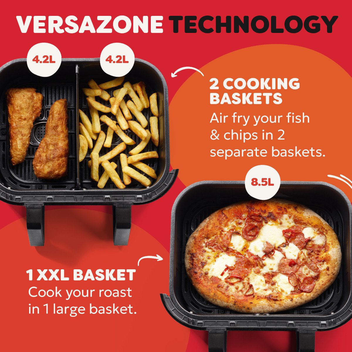 Instant Pot Vortex Versazone 8-in-1 Airfryer 8.5L - 1700W - Airfryen, bakken, roosteren, grillen, opwarmen, dehydrateren met slimme Sync Cook & Sync Finish thumbnail 7