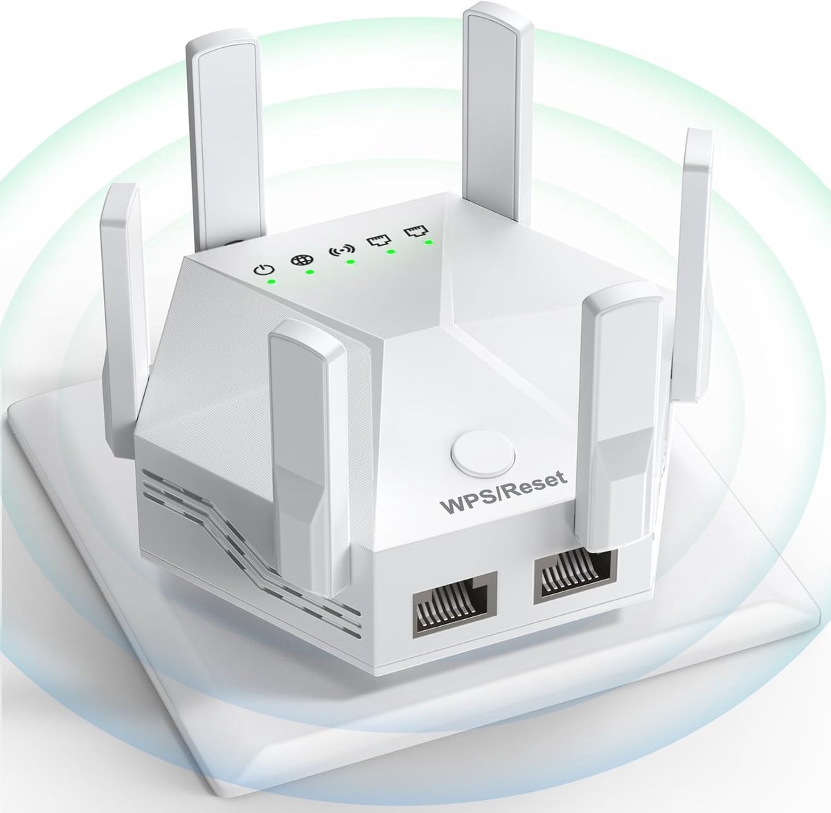 2026 WiFi-extender en signaalversterker voor thuis – Krachtige WiFi-booster met 6 antennes – Bereik tot ca. 930 m² (10.000 sq. ft.), 1200 Mbps Dual-Band (5 GHz/2,4 GHz), draadloze internetversterker/WiFi-repeater voor groot bereik