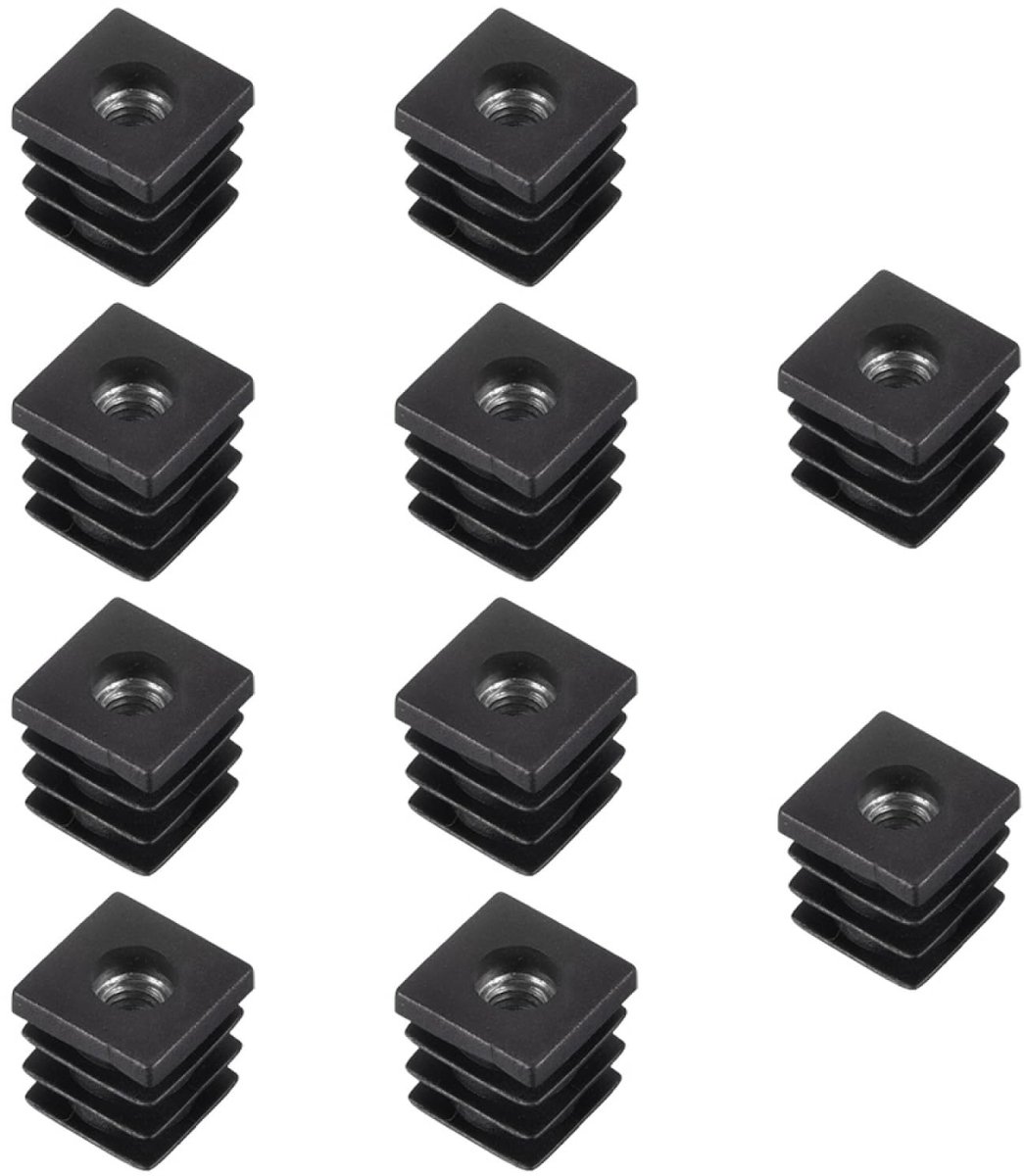 Dailygoods- Buisinzetstukken 10 Stuks - Vierkante Stekkers - M6 Schroefdraad - 16 x 16 mm - Hoogwaardig Kunststof - Hoge Sterkte - Buispluggen