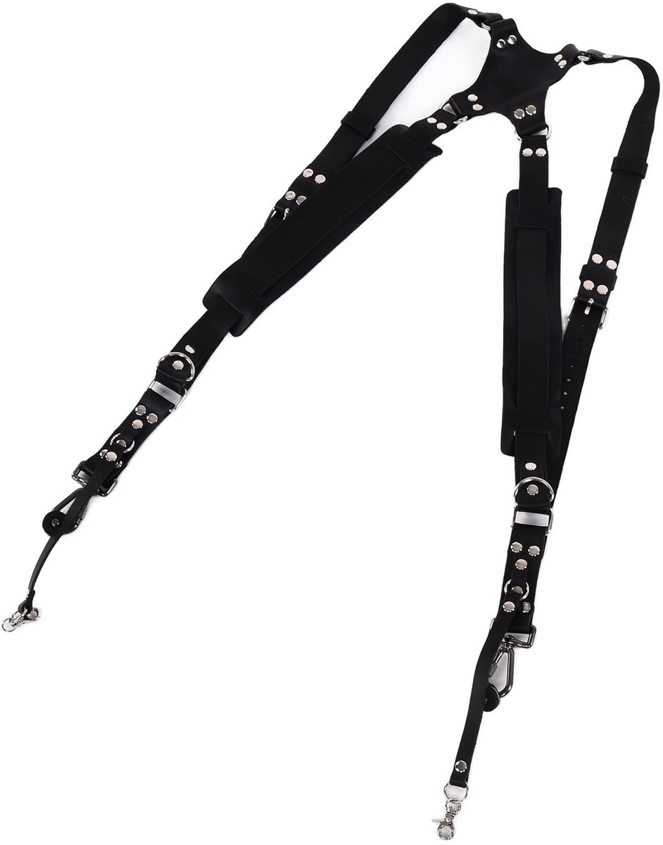 Dailygoods- Camerariem Professionele Lederen Dubbele Schouderband - Ergonomisch Ontwerp - Vrije Handen - Geschikt voor Fotografieliefhebbers - 1/4 Schroef Interface - Camera Schouderband