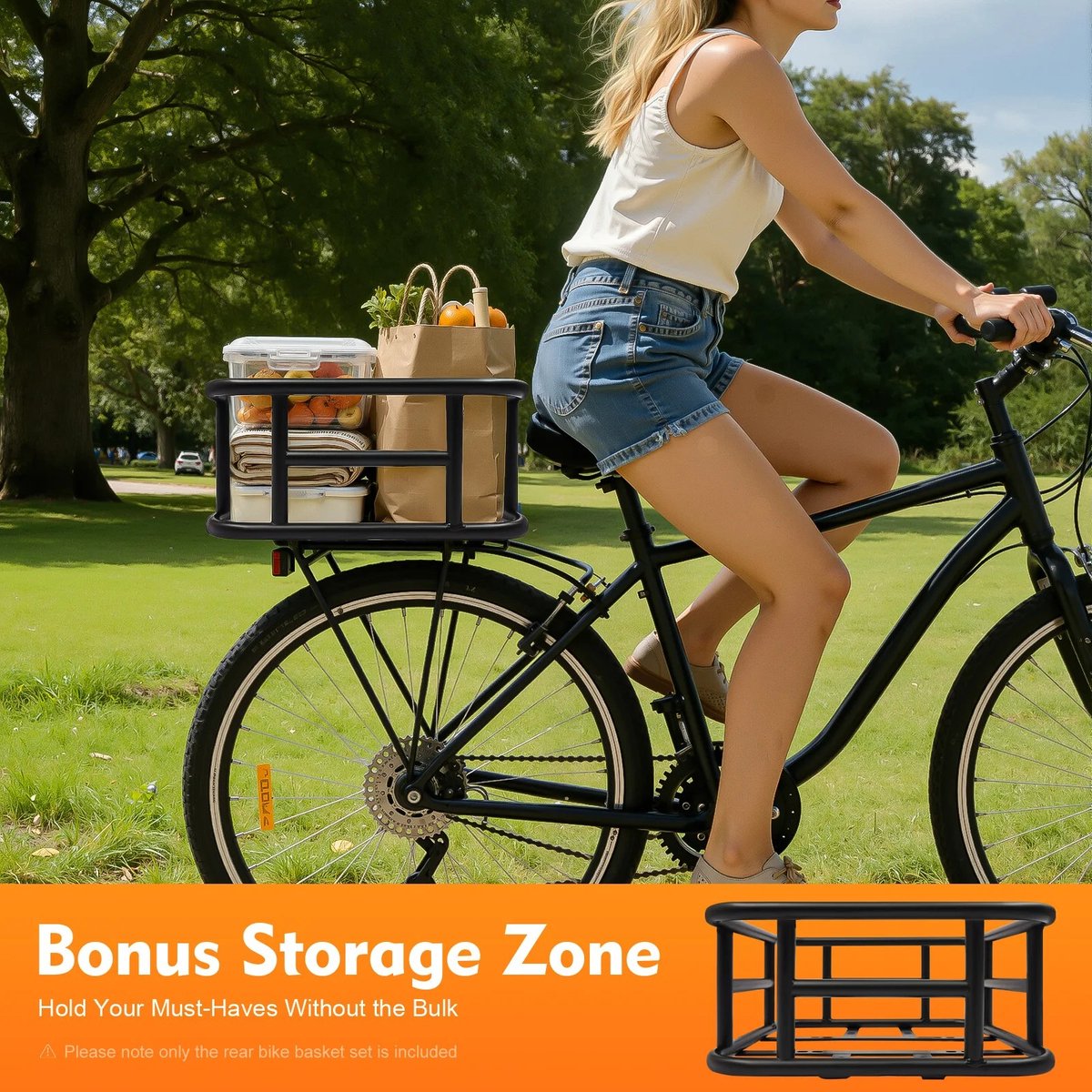 Dailygoods 2-delige ijzeren fietsmand achterop, 16 montagegaten universele fietsopbergmand, universele montage voor moun