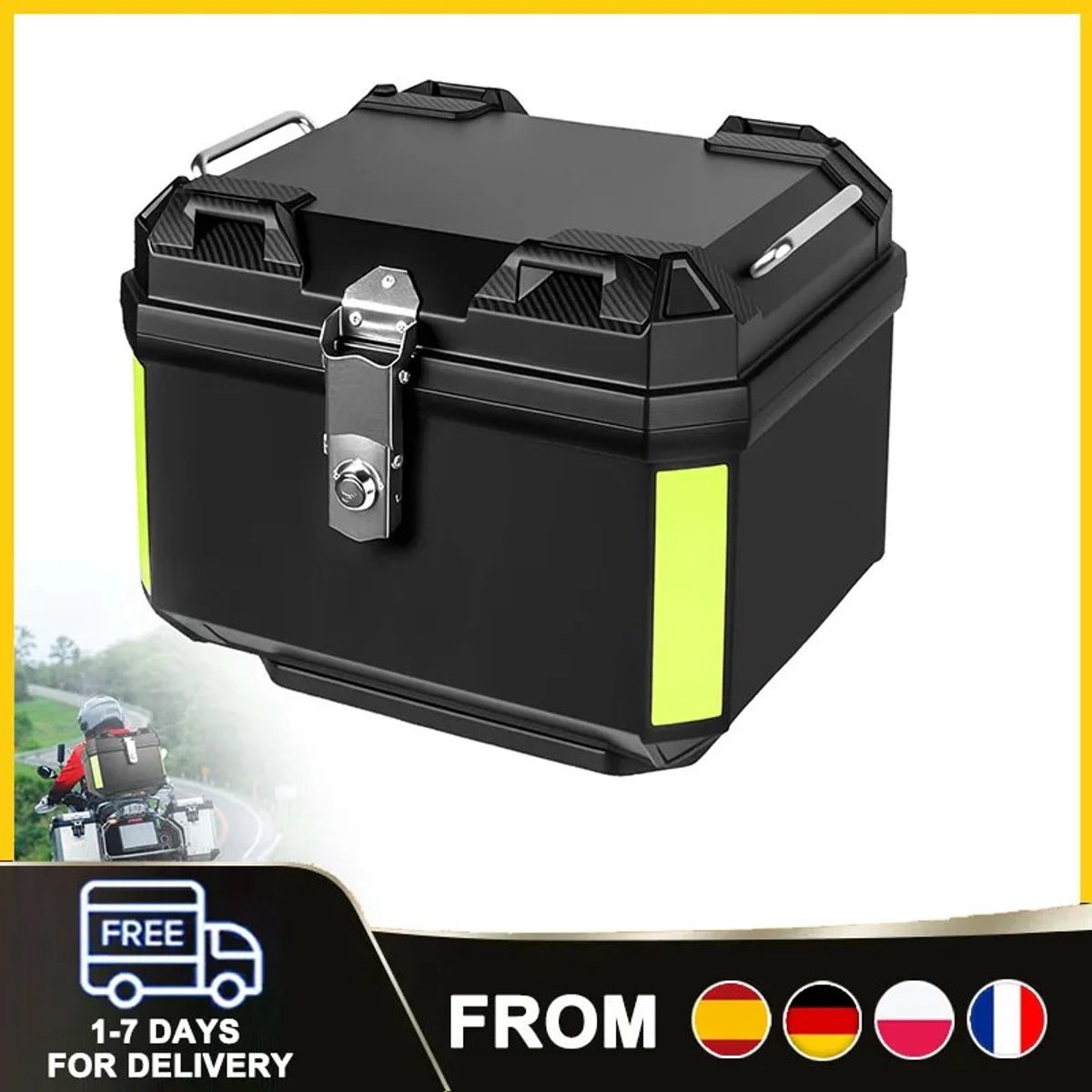 Dailygoods 45L, 55L, 65L Motorfiets achterkoffer universeel Motorfiets koffer Opbergbox Motorfiets helmbox grote capacit