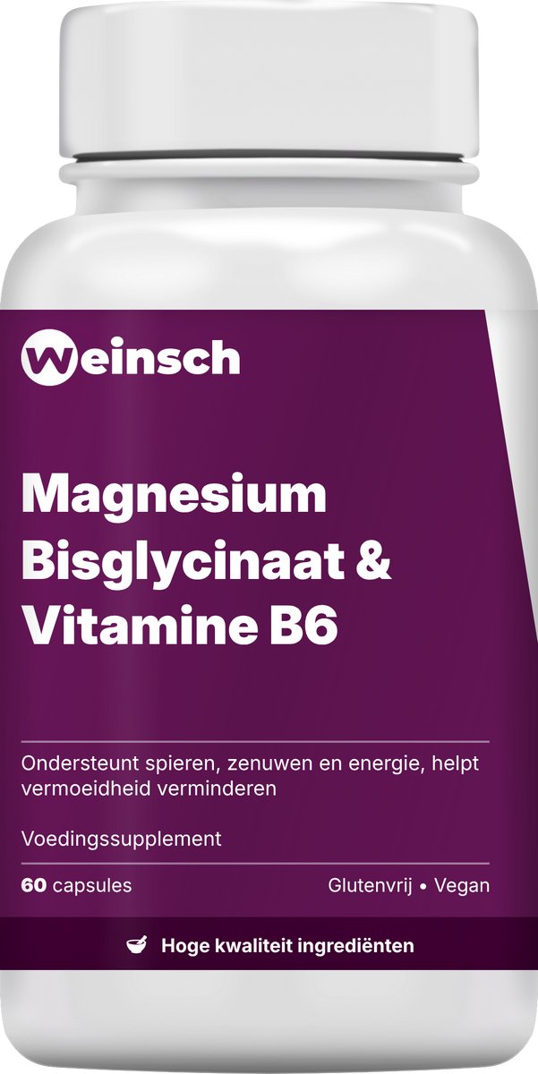 Weinsch Magnesium Bisglycinaat & Vitamine B6 | 500mg | 60 capsules