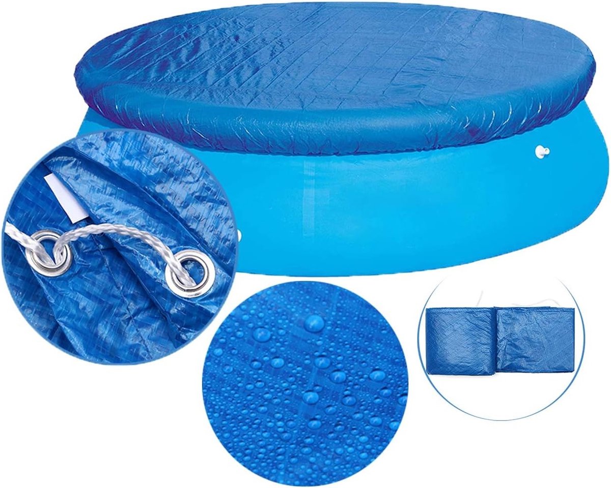 Ronde Zwembadafdekking met Koordontwerp, Draagbare Anti-Stof Bescherming voor Boven Grond Zwembaden van 6/8/10ft, Ideaal voor Zomer en Zonneschijn (diameter 305CM)