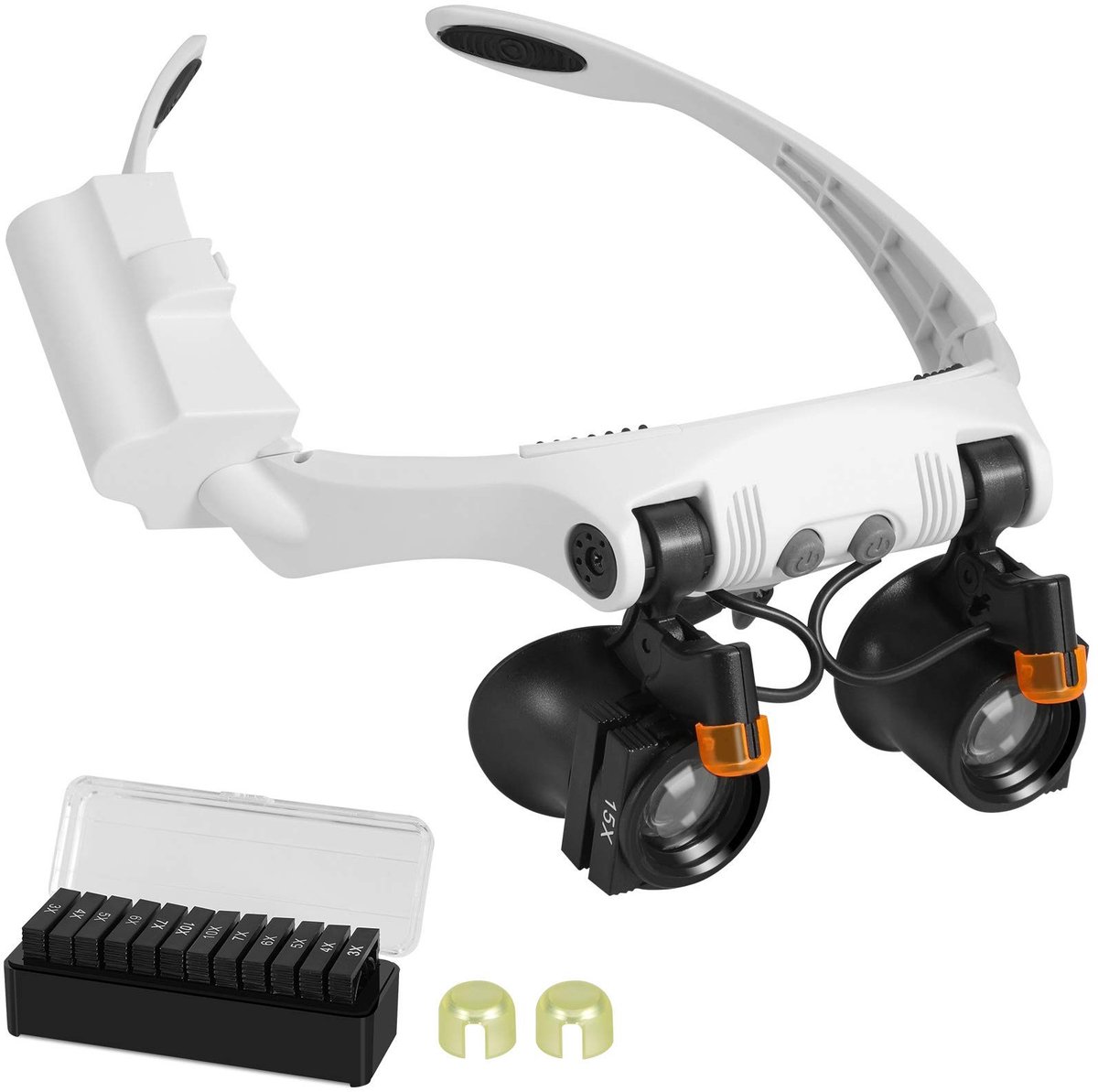 Dailygoods - Vergrootglas met hoofdband - LED-licht - Comfortabel voor langdurig gebruik - Meerkleurig - Inspectie van componenten - Handig voor hobby...