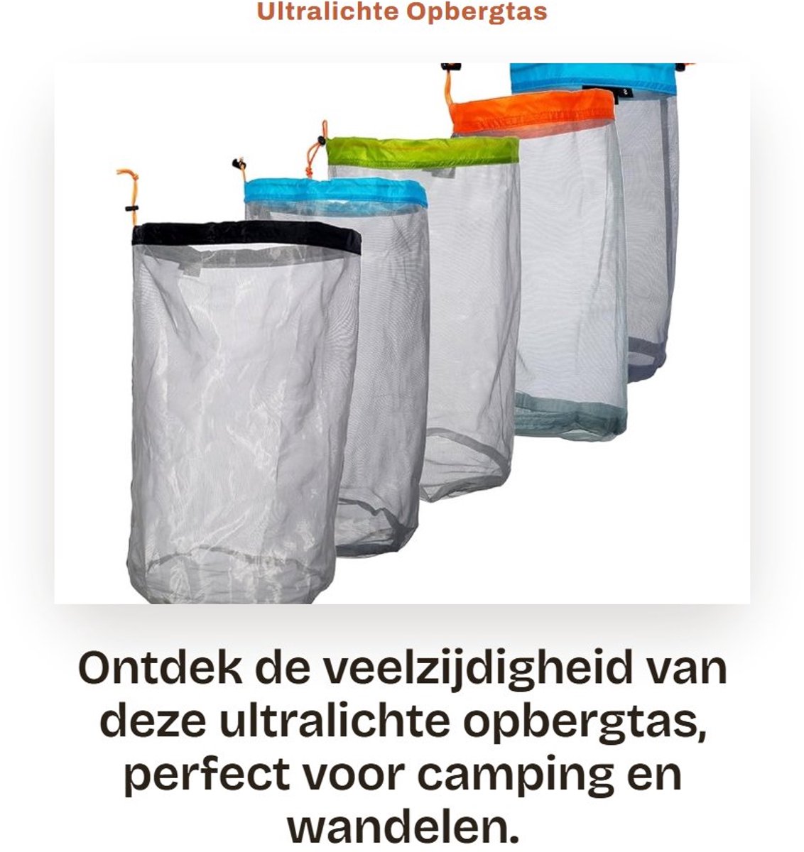 Dailygoods- Opbergtas Ultralicht - Trekkoord - Mesh - 3 Stuks - Hoge Weerstand - Verhoogde Zichtbaarheid - Netzak