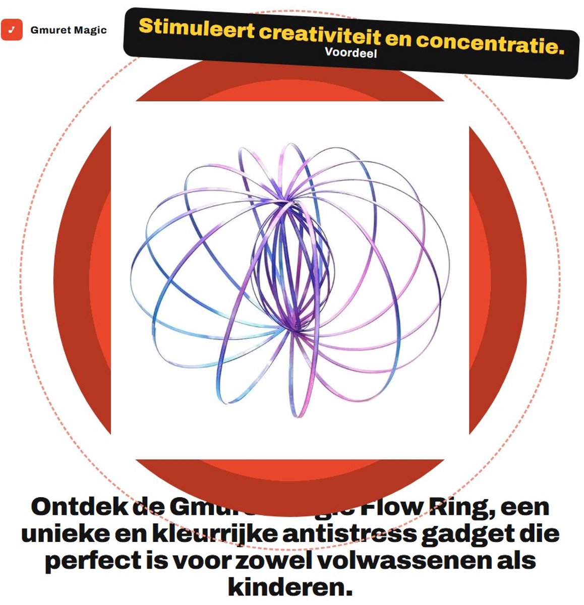 Flow Ring - Regenboog - Antistress Speelgoed - Sensorisch - Kinetische Spiraal - Roestvrij Staal - Grappige Spelletjes