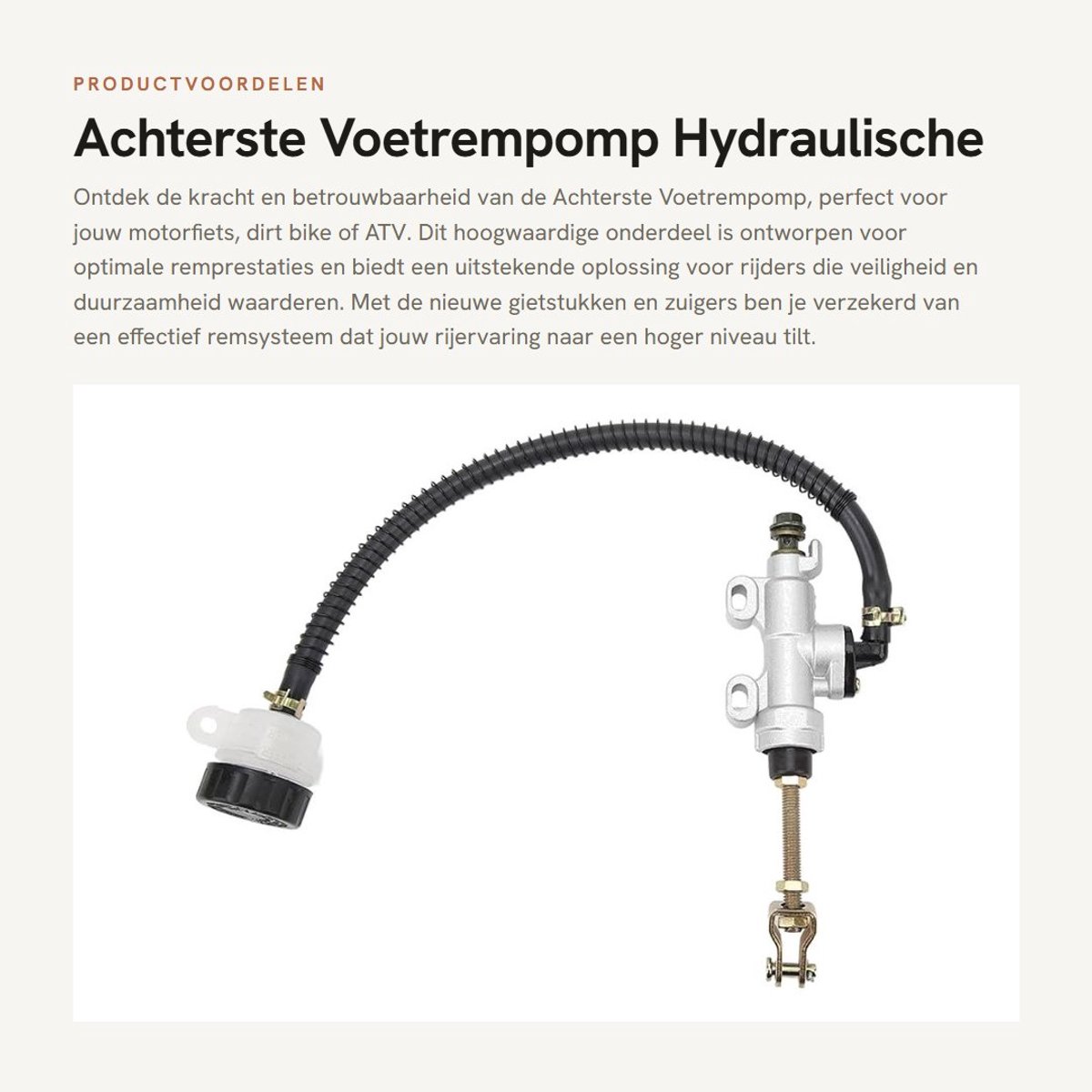 Dailygoods- Voetrempomp Hydraulisch - Achterste Hoofdremcilinder - Aluminiumlegering - Motorfiets/ATV - Duurzaam - Professionele Kwaliteit - Remcilinder
