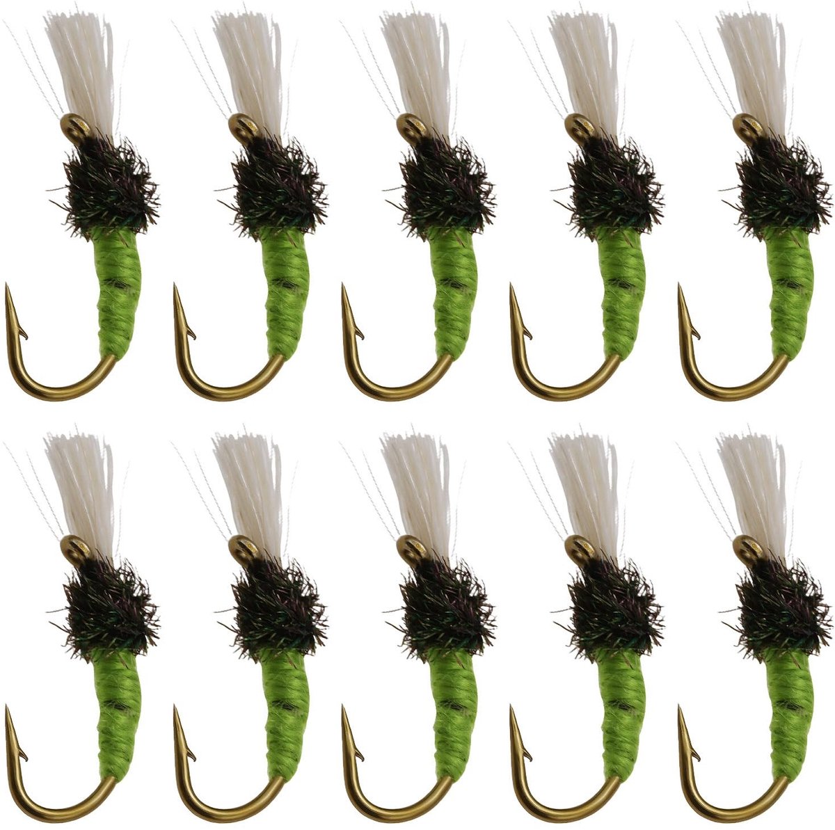 Dailygoods- Vishaken 10 Stuks - Nano Vliegenhaken - Kunstaas voor Vissen - Flexibel voor Vliegenvissen - Compact 5 x 12 mm - Geschikt voor Zoetwatervissen