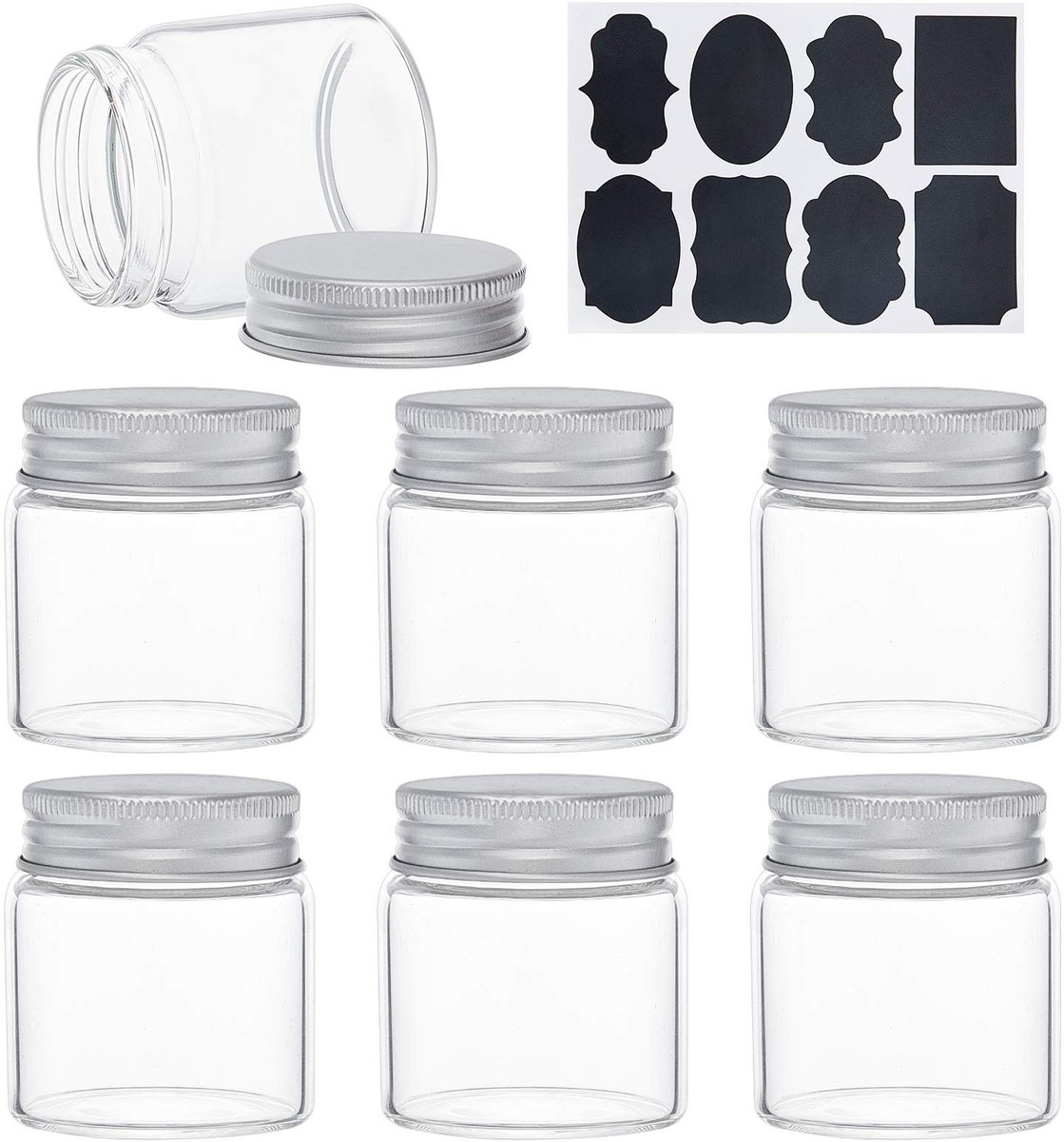 Dailygoods- Snoepfles 15 Stuks - 50 ml Heldere Glazen Flessen - Aluminium Schroefdop - Lege Monsterpotten - Etiketten voor Opslag - Voor Bruiloft Gunsten - Opslagfles