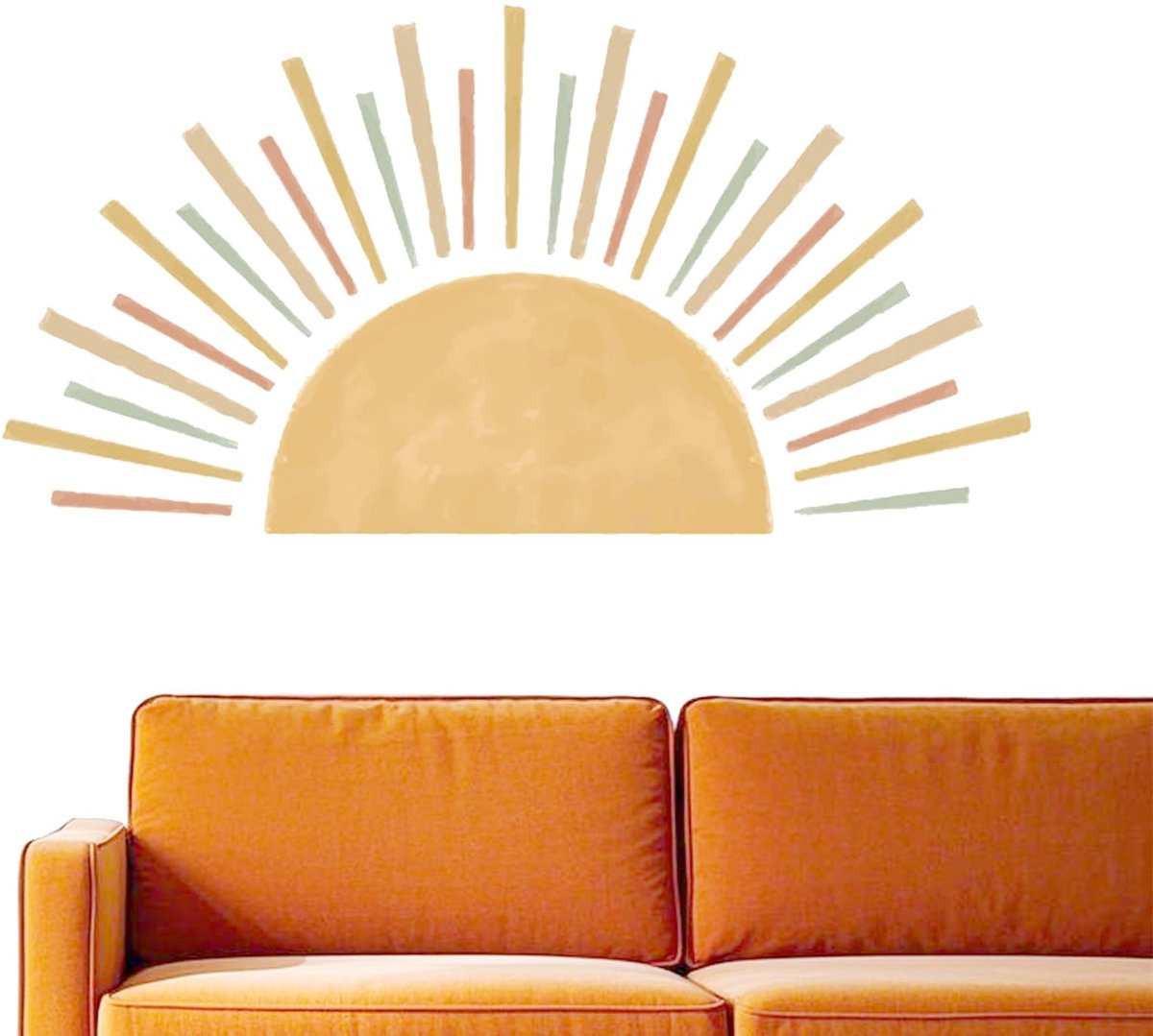 Dailygoods- Muursticker zon zelfklevend - Wanddecoratie babykamer - Wanddecoratie slaapkamer - Boho muursticker - Groot formaat 108 x 55 cm - Uniek design