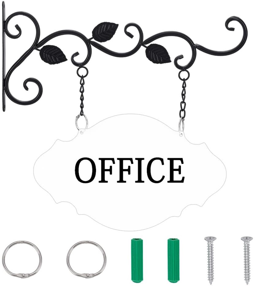 Dailygoods- Hangbord Met Beugels - Decoratie Bord - Wandmontage - Dubbelzijdige Muurhanger - 185x384x16mm - Voor Welkom/Boerderij Decor - Decoratiebord