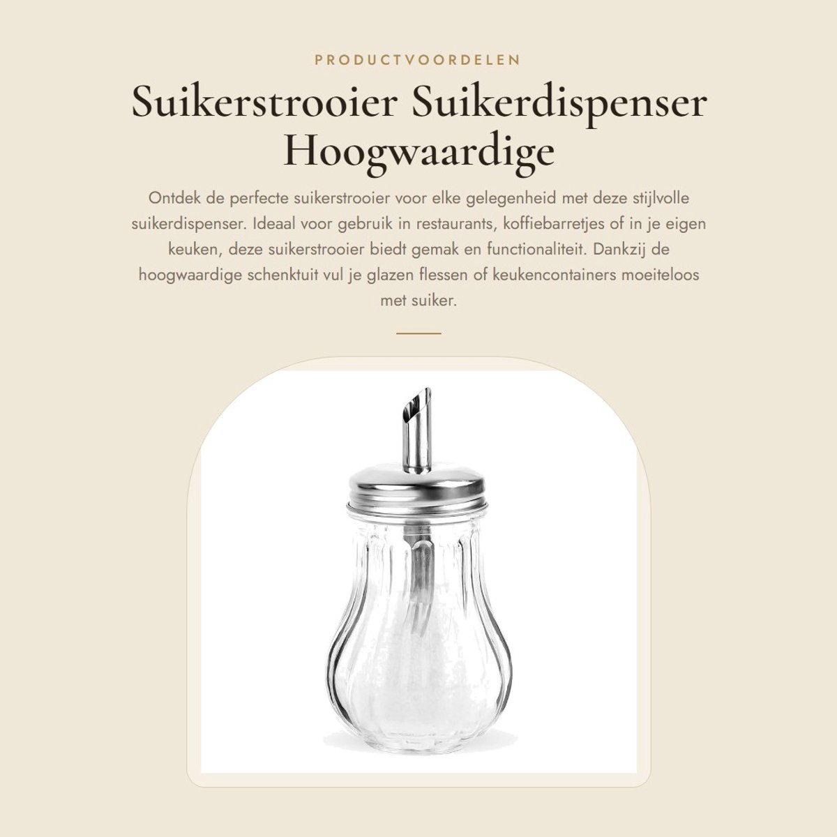 Dailygoods- Suikerstrooier Glas 200 ml - Suikerdispenser - Hoogwaardige Schenktuit - Keukengerei - Voor Restaurant/Koffiebar - Zilver - Suikerfles