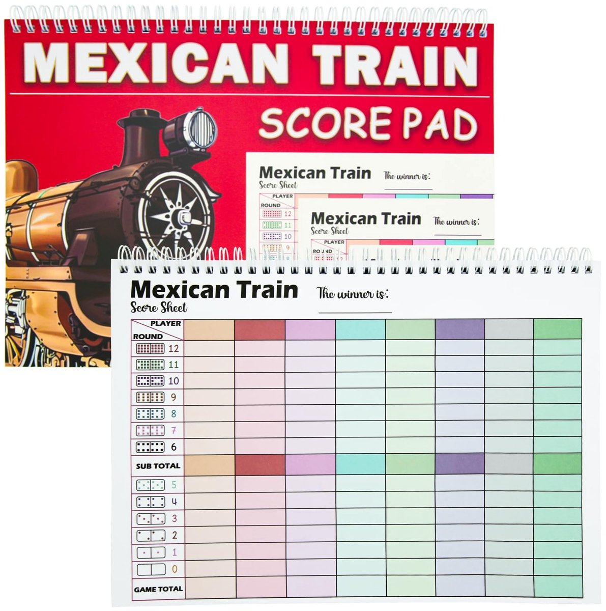 Dailygoods- Scoreblokken 50 Vellen - Mexicaanse Trein - Spiraalbinding - Hoogwaardig Papier - Accessoires voor Bordspellen - Perfect Cadeau - Scorebladen