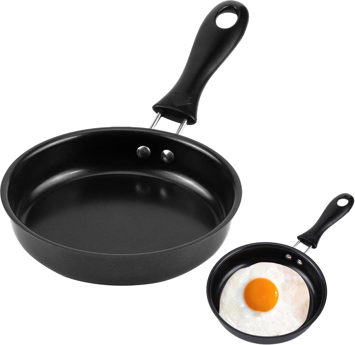 Mini Koekenpan Eierpan Bakpan Ontbijt Maken Antiaanbaklaag 12 cm Zwart