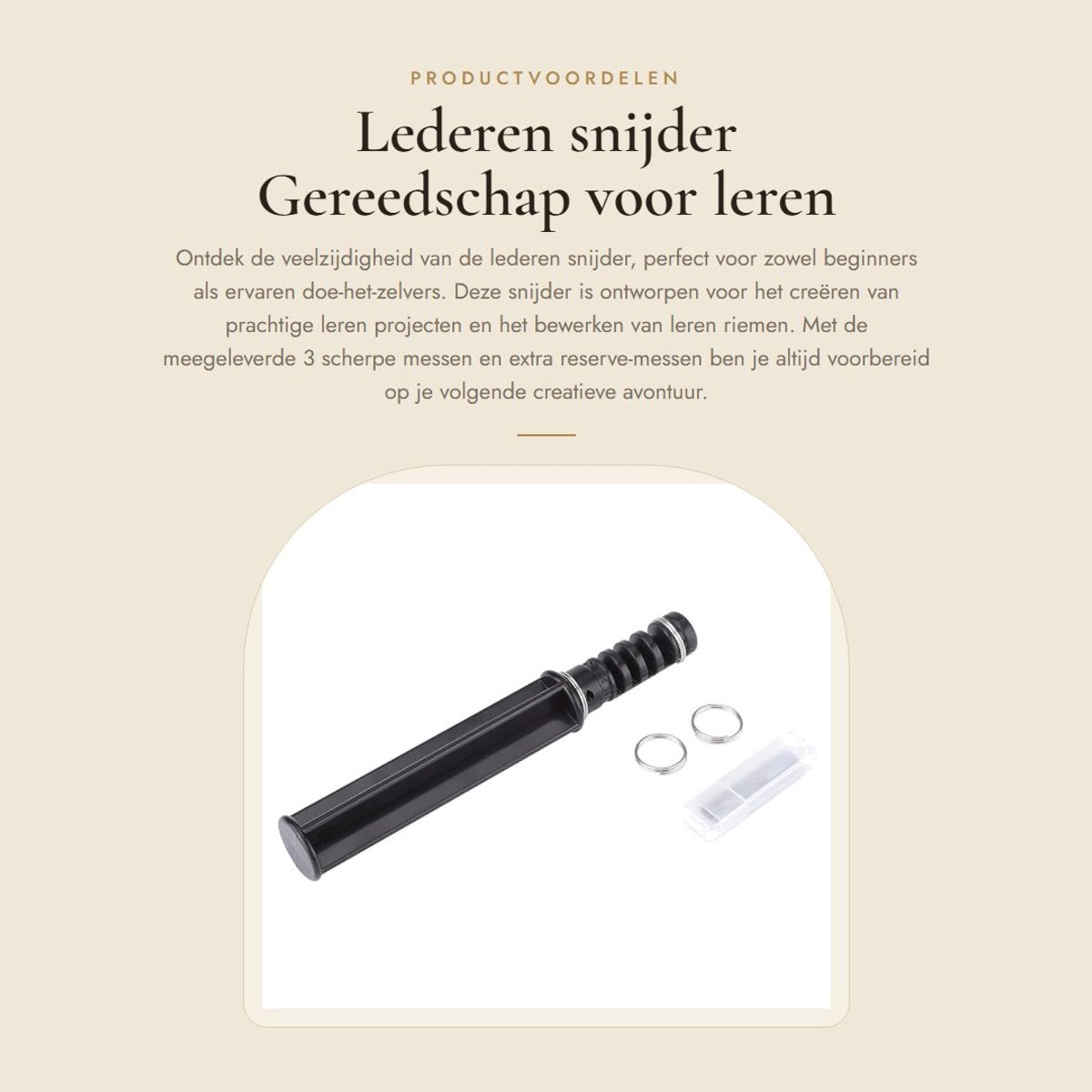 Dailygoods- Lederen Snijder - 3 Messen - Gereedschap voor Leren Riemen - Kunststof/Staal - 155 mm Lengte - 1 Jaar Garantie - Snijgereedschap