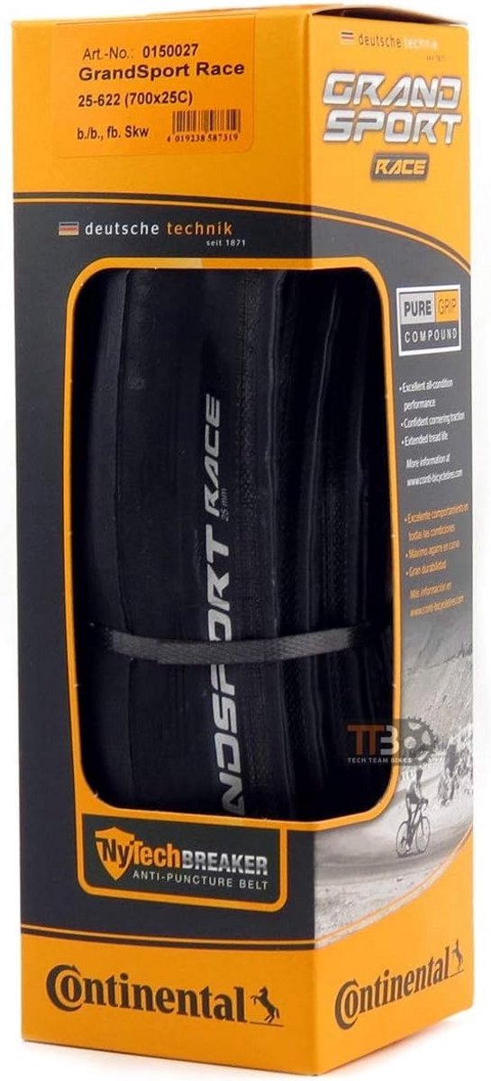 Fietsband Vouwbaar - Raceband Buitenband - Sportief Fietsen - NyTech Breaker Bescherming - 700x25C - Zwart