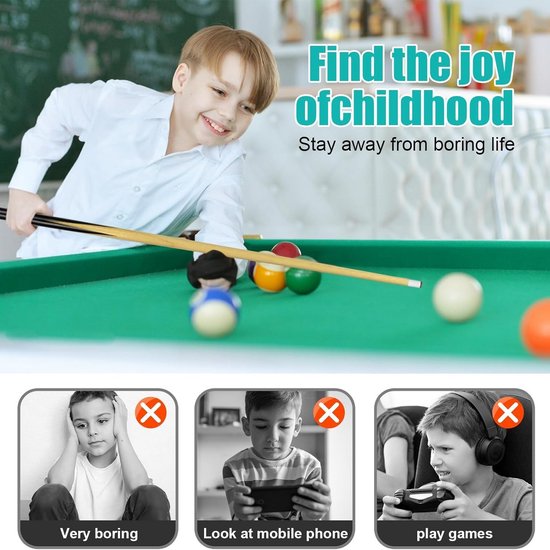Biljartkeu Kinderen - Snookertafel Keu - Biljart Spelen - Handgepolijst Essenhout - 90 cm - Natuurlijk — afbeelding 4