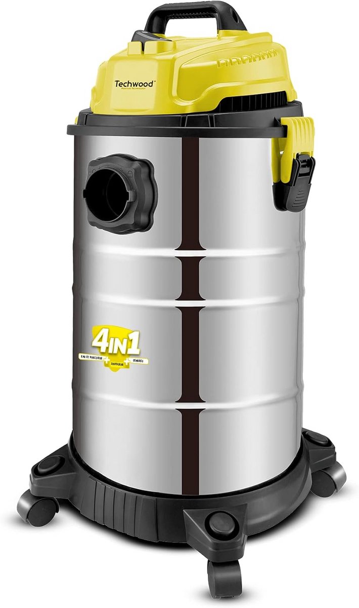 Bidon stofzuiger - Nat droog - Grondig reinigen - Schakelfunctie ventilator - 30 liter reservoir - Rood roestvrij staal