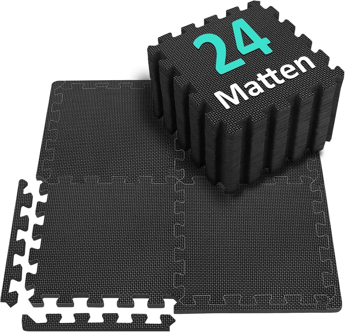 Vloerbeschermingsmat Fitness - Puzzelmat Sportmat - Apparatuur Beschermen - Antislip EVA Schuim - 24 Stuks 31x31cm - Zwart