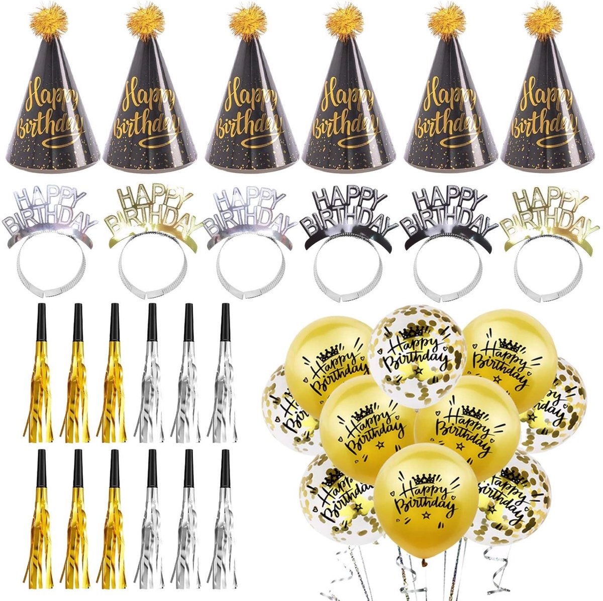 Dailygoods- Feesthoeden Set van 10 - Kleurrijke Papieren Kroon - Verjaardagsdecoratieset - Kinderfeestjes - Familiaire Feesten - Geschikt voor Kinderen en Volwassenen - Verjaardagskappen