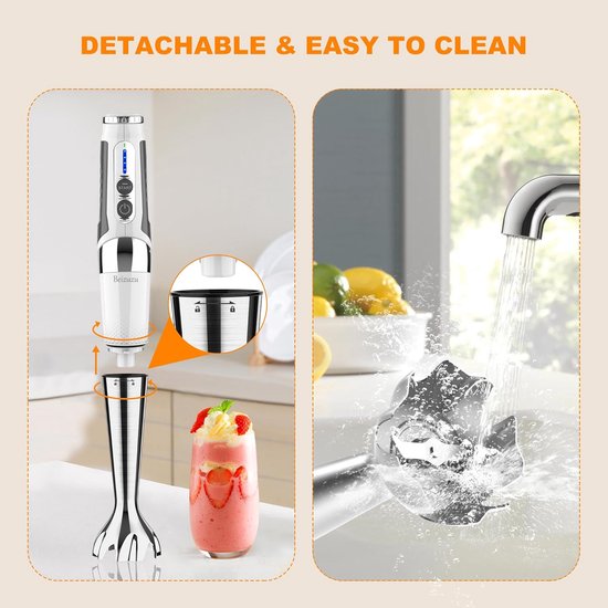 Draadloze Staafmixer - Handmixer Keuken - Maaltijden Bereiden - 21 Snelheden Instelbaar - 700ml Cup - Wit — afbeelding 4
