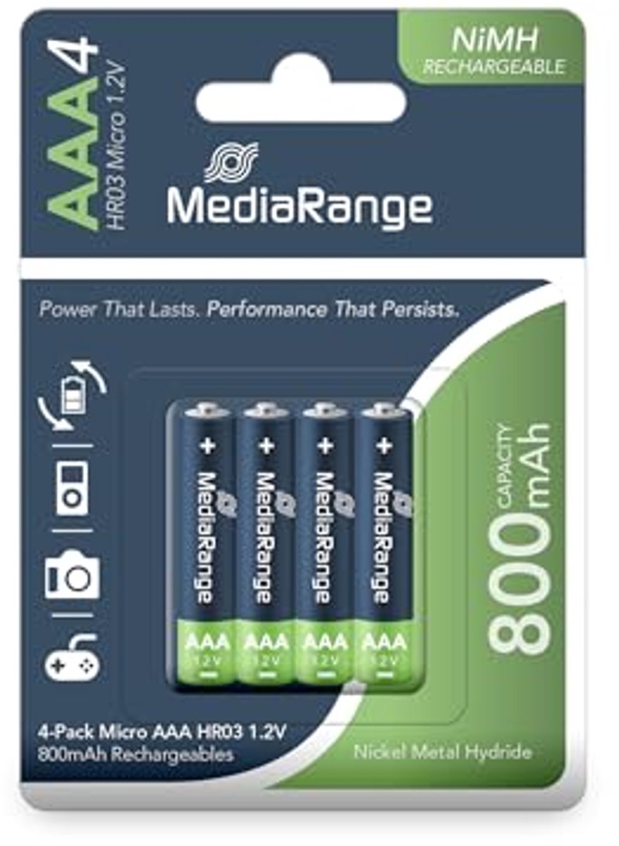 Oplaadbare Batterijen - AAA Micro - Apparaten Voeden - Duurzaam Herbruikbaar - 4 Stuks - Zilver