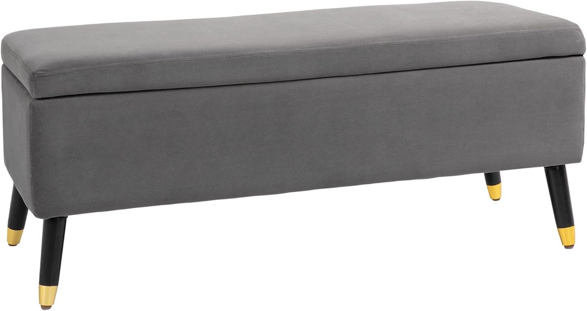 Opbergbank - Gepolsterde kist - Extra zitplaats - Veel opbergruimte - 110 x 43 x 45 cm - Antracietgrijs