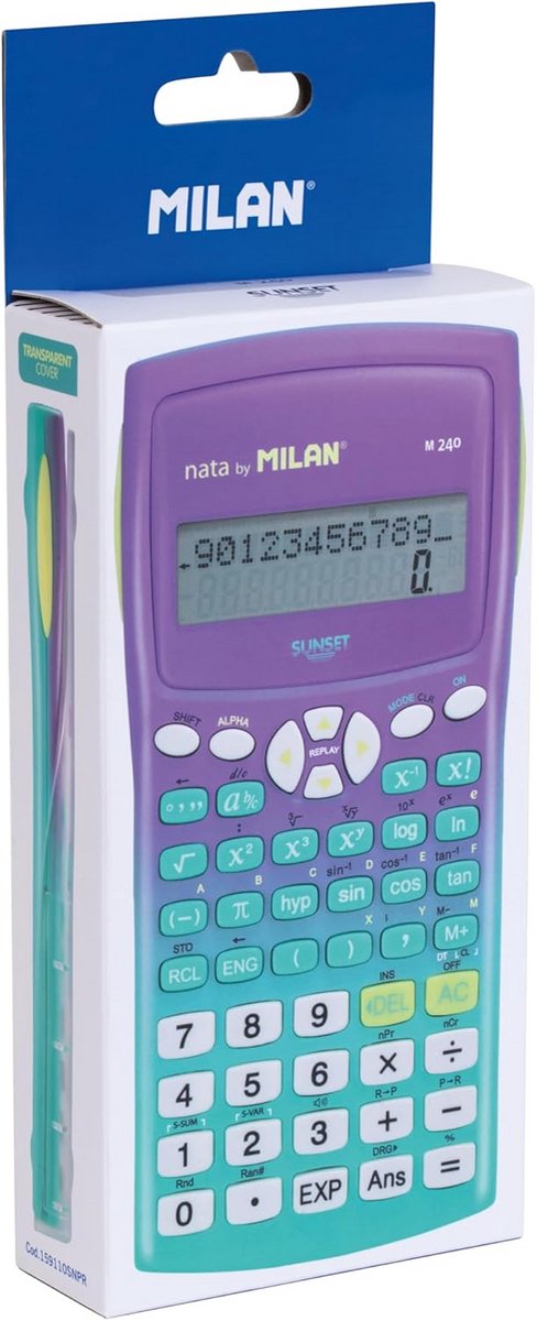 Wetenschappelijke Rekenmachine - Functie Rekenmachine - Complexe Berekeningen - 240 Functies - 16.7 cm - Groen Paars