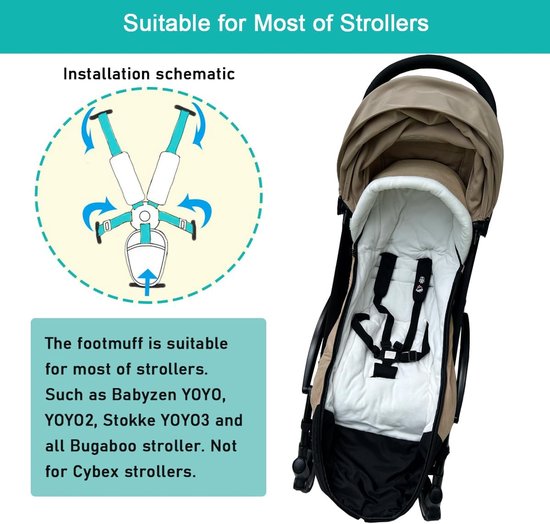 Voetenzak Kinderwagen - Baby deken - Warmte Buiten - Waterafstotend Drievoudig - 90 cm - Taupe — afbeelding 3