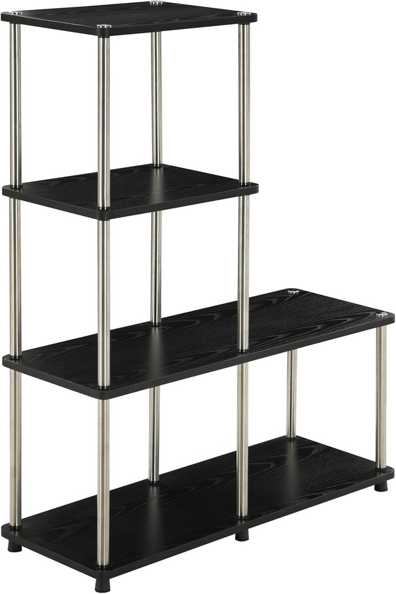 Boekenkast - Opbergkast - Boeken Opbergen - Gereedschapsloos Monteren - 89 cm Hoog - Zwart