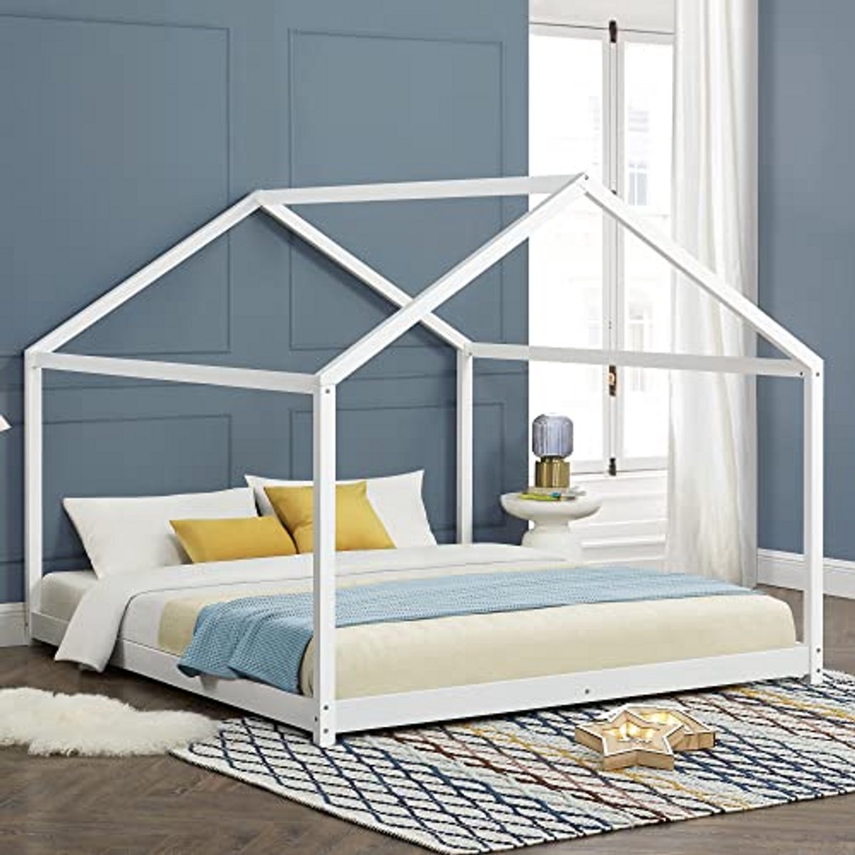 Kinderhuisbed - Huisbed Hout - Kamer Decoratie - Stevig Grenenhout - 160x200 cm - Wit