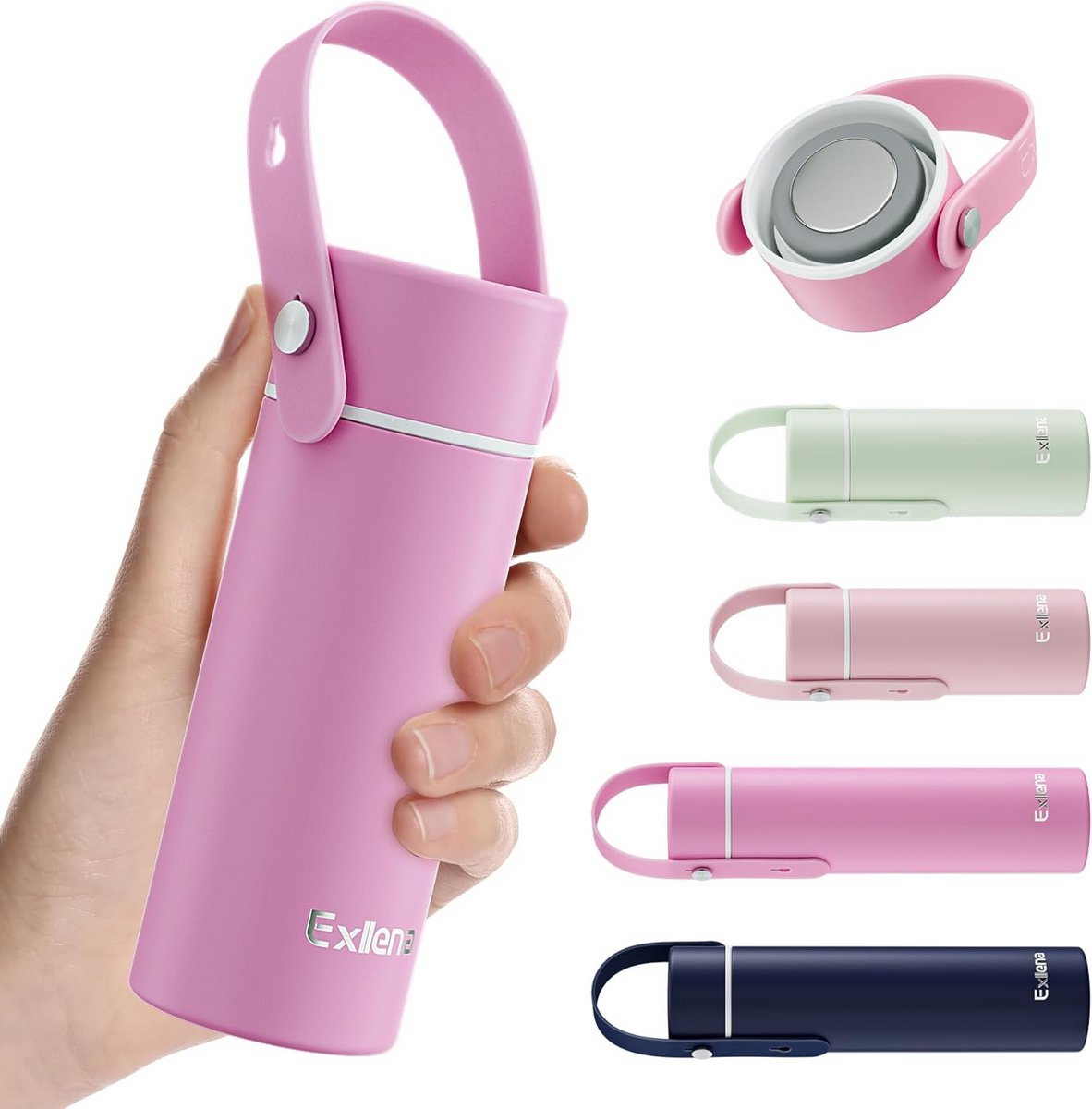 Mini Waterfles - Kleine Fles - Onderweg Drinken - Verstelbaar Handvat - 200 ml - Lavendel