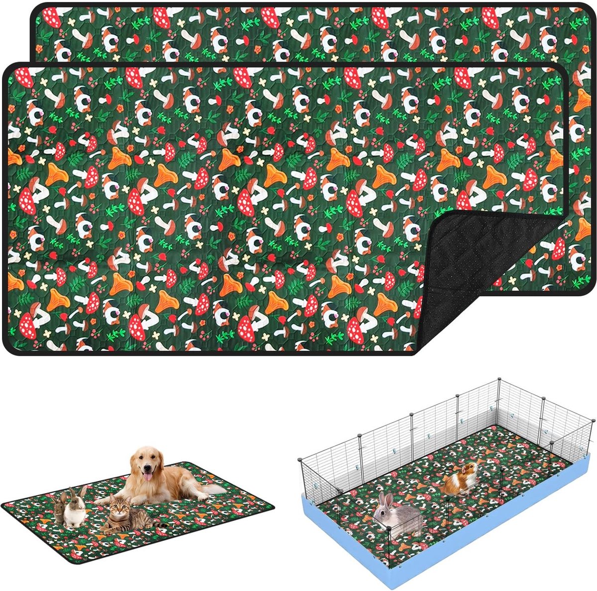 NTH products- Kooimatten - Set van 2 herbruikbare onderleggers - Waterdicht - Antislip - Hoog absorptievermogen - Zachte melkzijdestof - Dierenbed