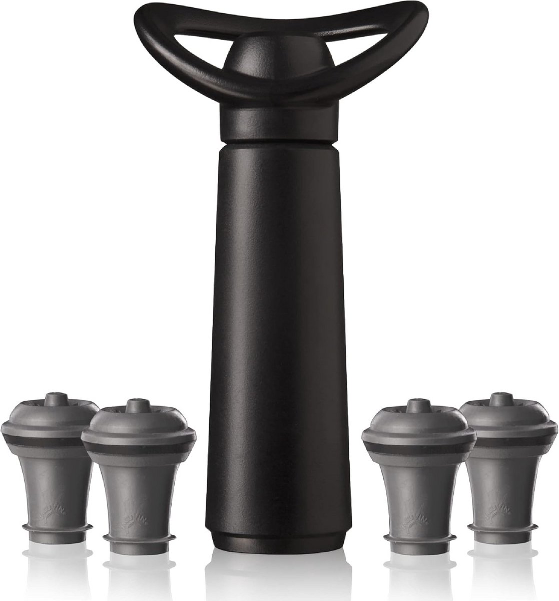 Wijn Bespaarder - Vacuümpomp Set - Wijn Langer Vers - Klik Indicator - 4 Stoppers - Zwart