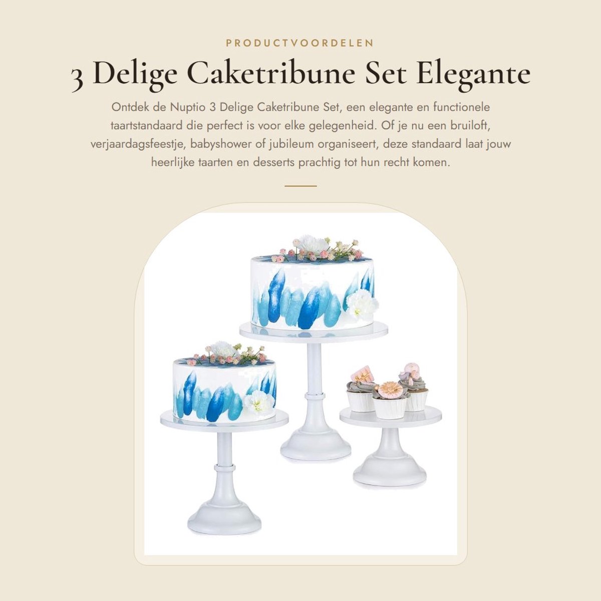 Dailygoods- Caketribune 3 Delige Set - Metalen Taartstandaard - Dessert Display - Cupcakestandaard - Elegant Ontwerp - Smeedijzer