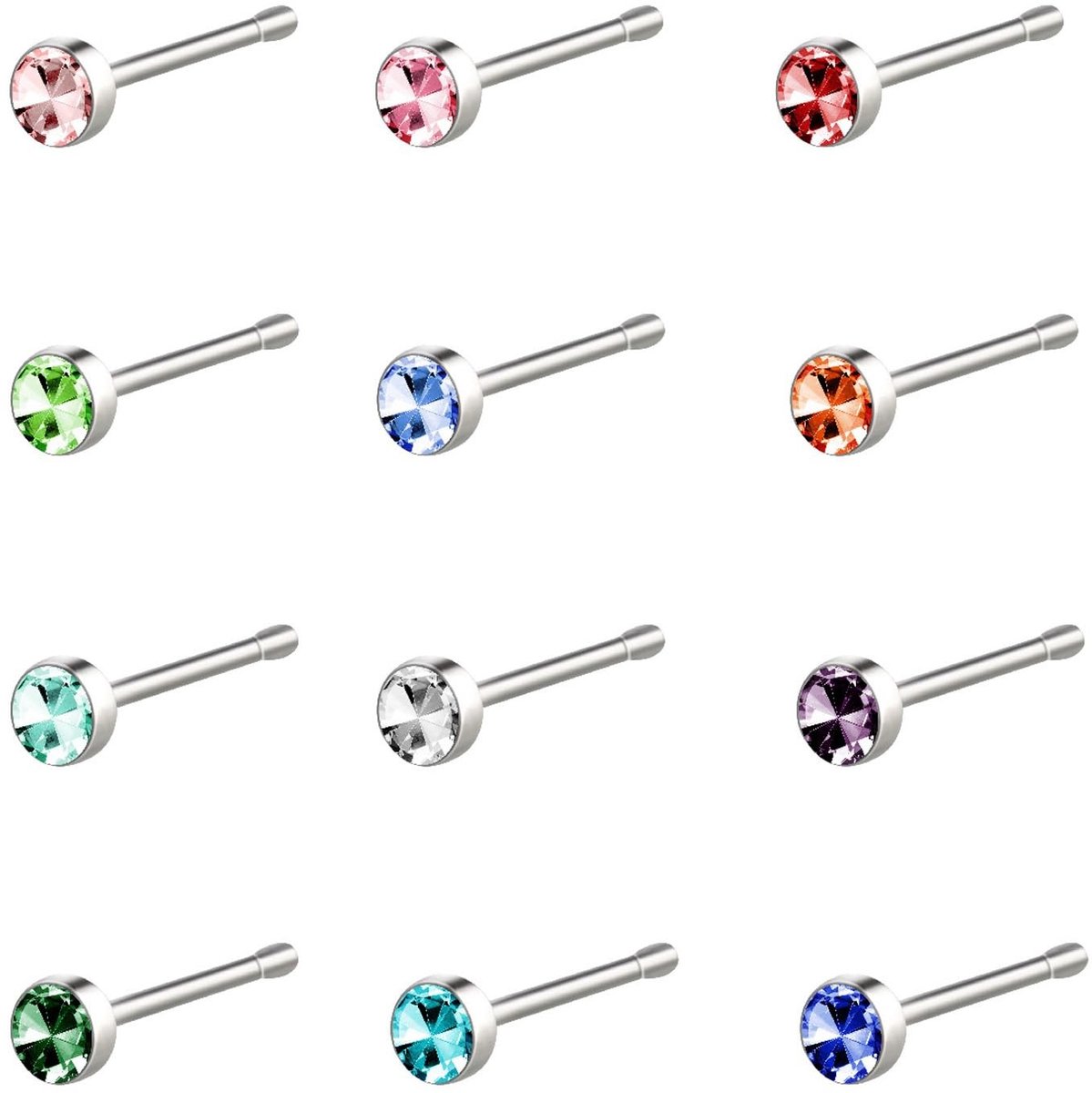 Dailygoods- Neusringen 60 Stuks - Chirurgisch Roestvrij Staal - Hypoallergeen - Neusstuds - Piercing Accessoires - Dubbele Neusringenset