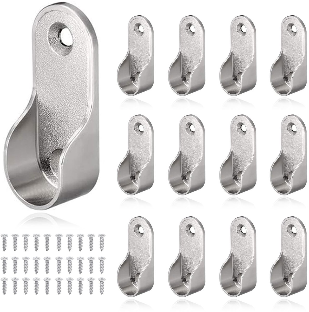 Dailygoods- Kledingstanghouder U-vormig - 12 Stuks Beugel - Zinklegering - Inclusief 30 Schroeven - Schokbestendig - Eenvoudig te Installeren - Kledingstang